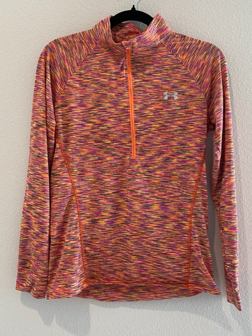 Under Armour Women's Space Dye Multicolor Quarter Zip Mock Neck Pullover Top M